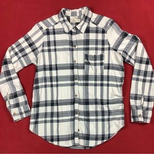 Hollister Stretch Black & White Plaid Flannel Small